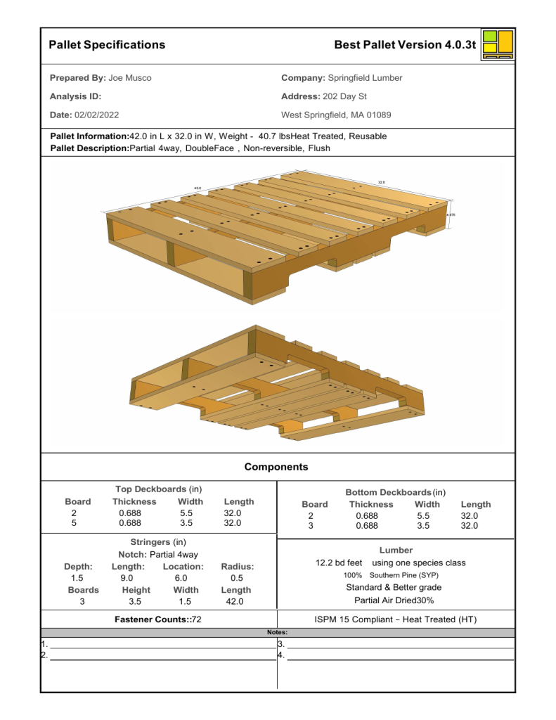 Computerized pallet load analysis drawing